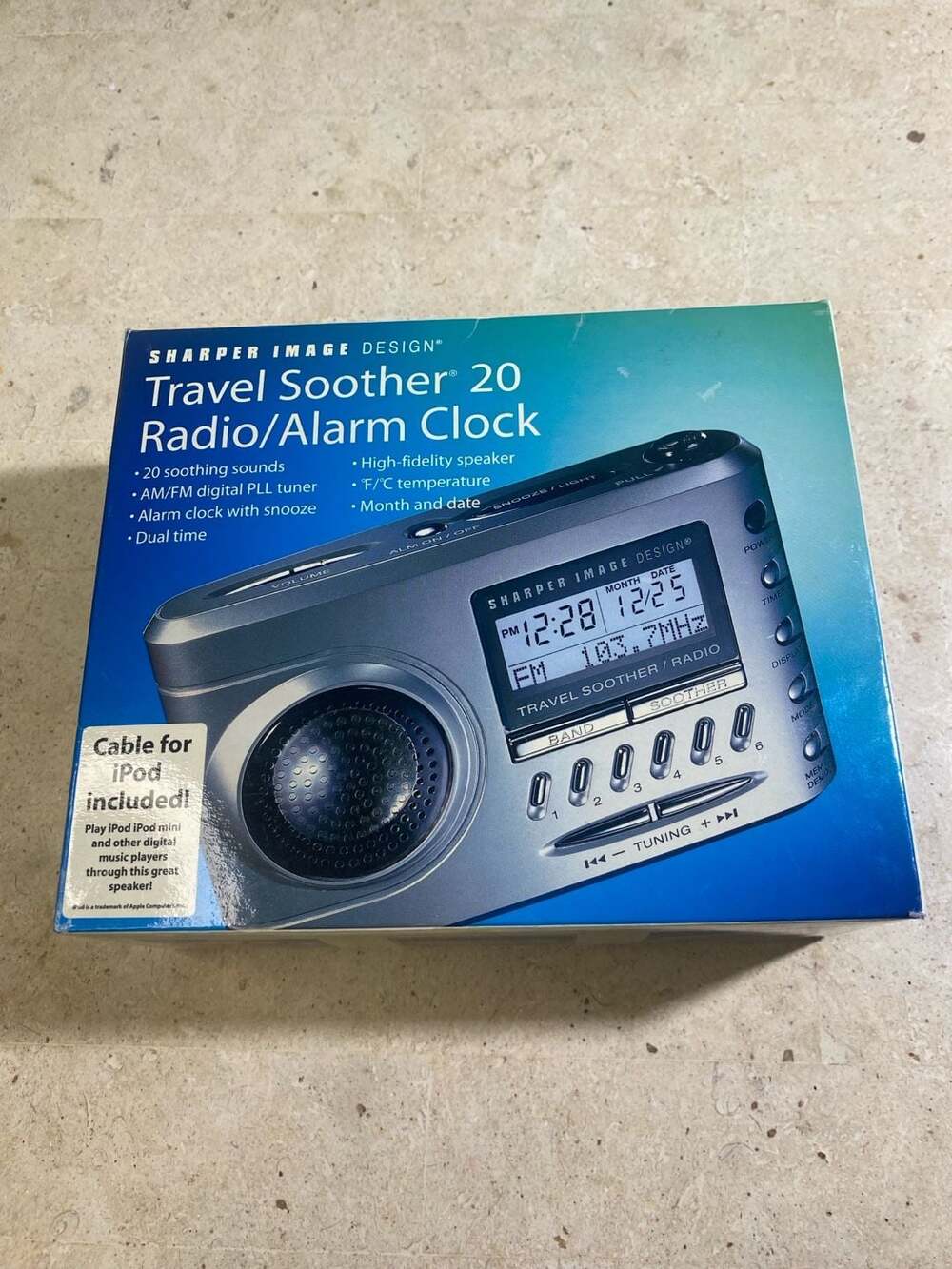 Sharper Image Travel Soother 20 Radio Clock sound Machine Si721 *Tested/Working*